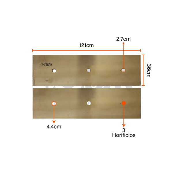 Cuchilla de Carga Central - 1.21 L X 36CM A X 3CM GROSOR - 3H - 1"T - Imagen 3