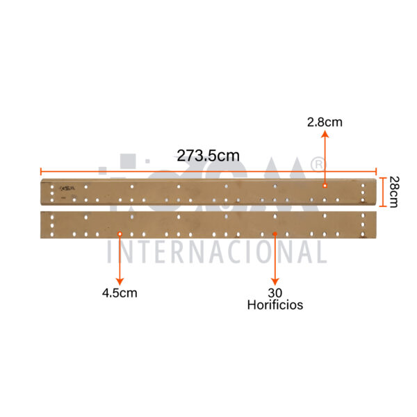 Cuchilla de Carga Baseborde - 2.52 L X 25 CM A X 3CM GROSOR - 30H - 1"T REDONDO - Imagen 5