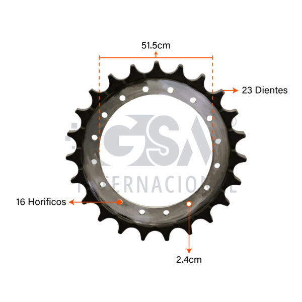 Sprocket CAT 330 336D–23T 16H 24MM - Imagen 3