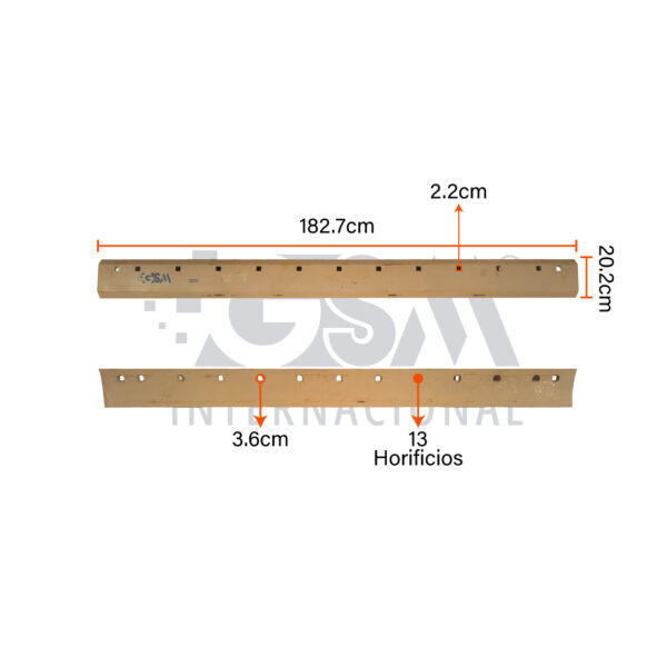 Cuchilla para Motoniveladora – 1,83 m x 20 cm – 13 Huecos 3/4 – 3/4”T - Imagen 4